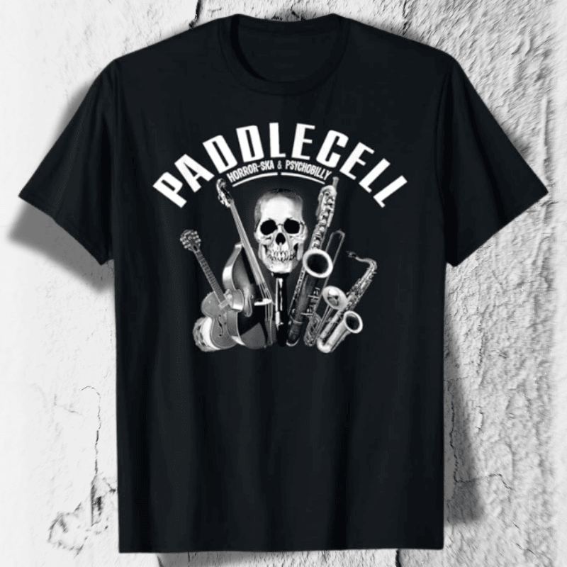 サイコビリー Paddlecell (パドルセル) スカル Tシャツ ブラック